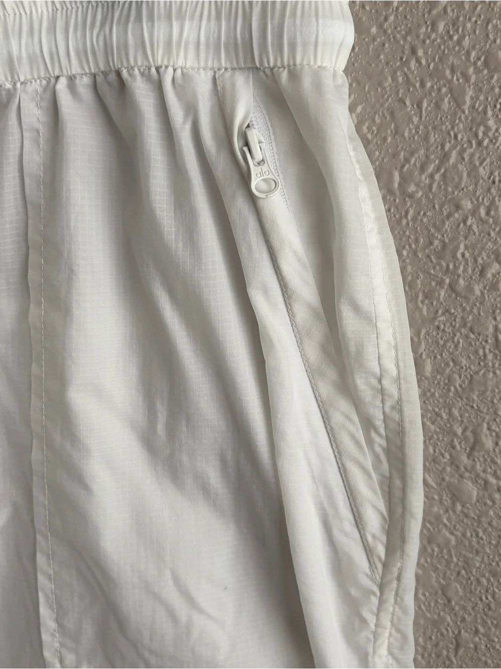Alo Yoga White Cloud Nine Nylon‎ Sheer Wide Leg Drawstring Beach Pants